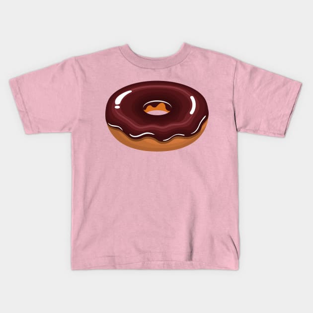 Yummy Glazed Chocolate Donut Kids T-Shirt by InkyArt